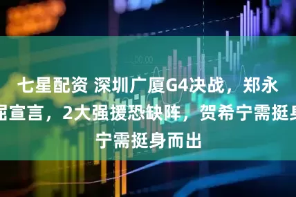 七星配资 深圳广厦G4决战，郑永刚不屈宣言，2大强援恐缺阵，贺希宁需挺身而出